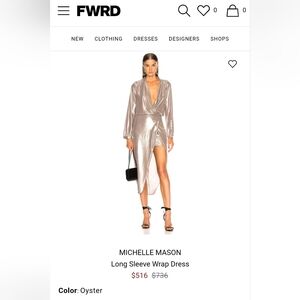 Michelle Mason Metallic Silver Dress